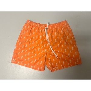 Boca Classics Mens Swim Shorts Size Orange Tropical Drawstring Pockets
